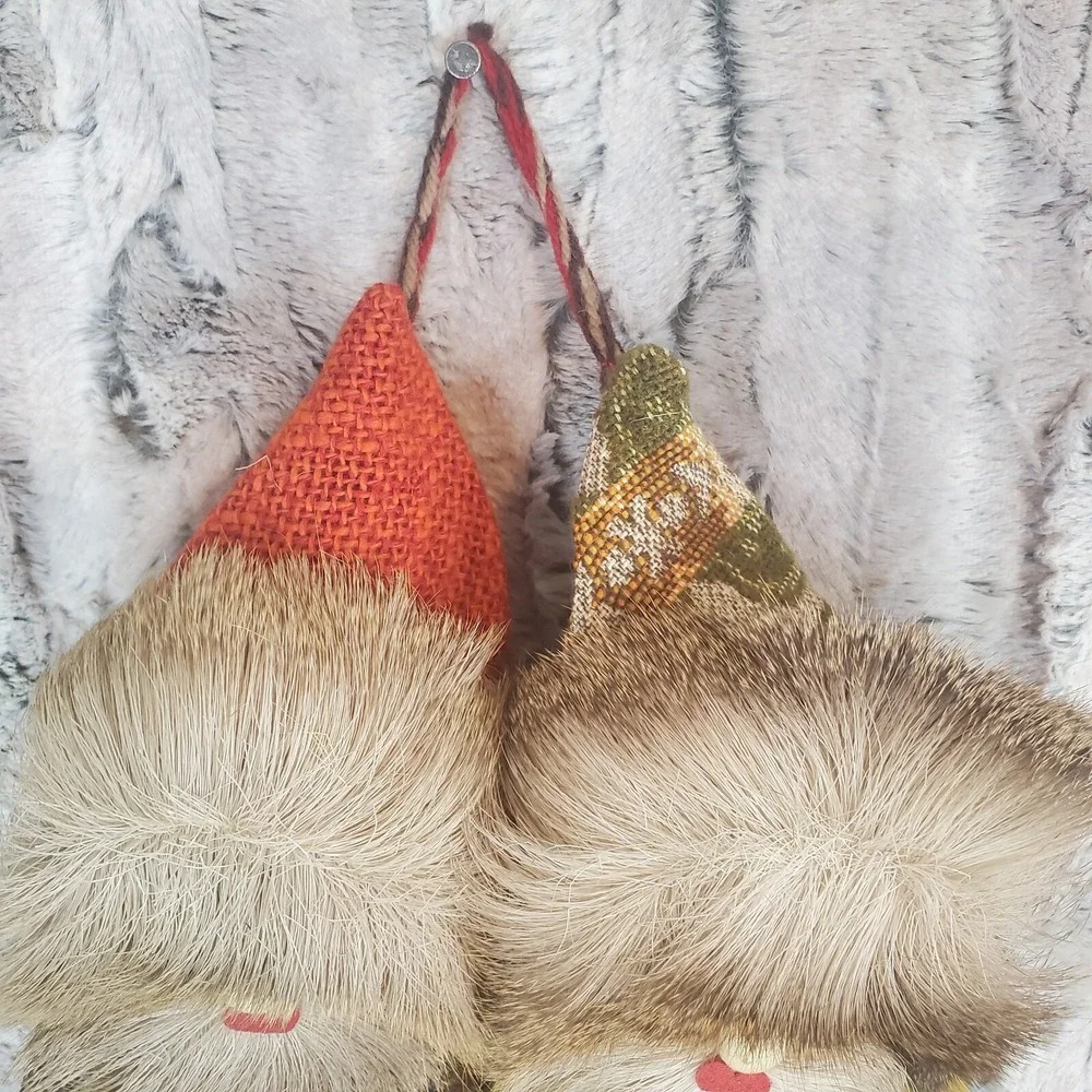 Kitschy‎ Folk Art Two Bearded Men On A Branch Log Natural Materials Wall Hanging